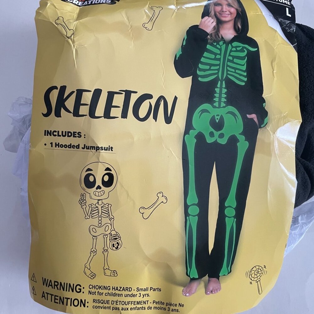 Glow-in-the-Dark Skeleton Hooded Jumpsuit